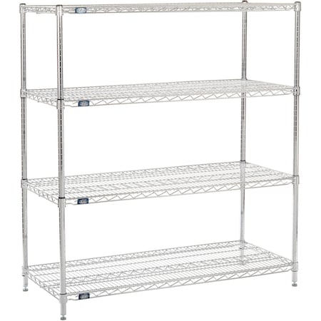Nexel 4 Shelf, Chrome Wire Shelving Unit, Starter, 48inW x 21inD x 54inH 796133